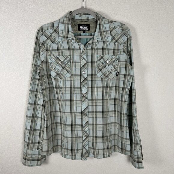 Vans Off The Wall Shirt Women’s Sz L Plaid Boho Cottagecore Cowgirl - Picture 1 of 8